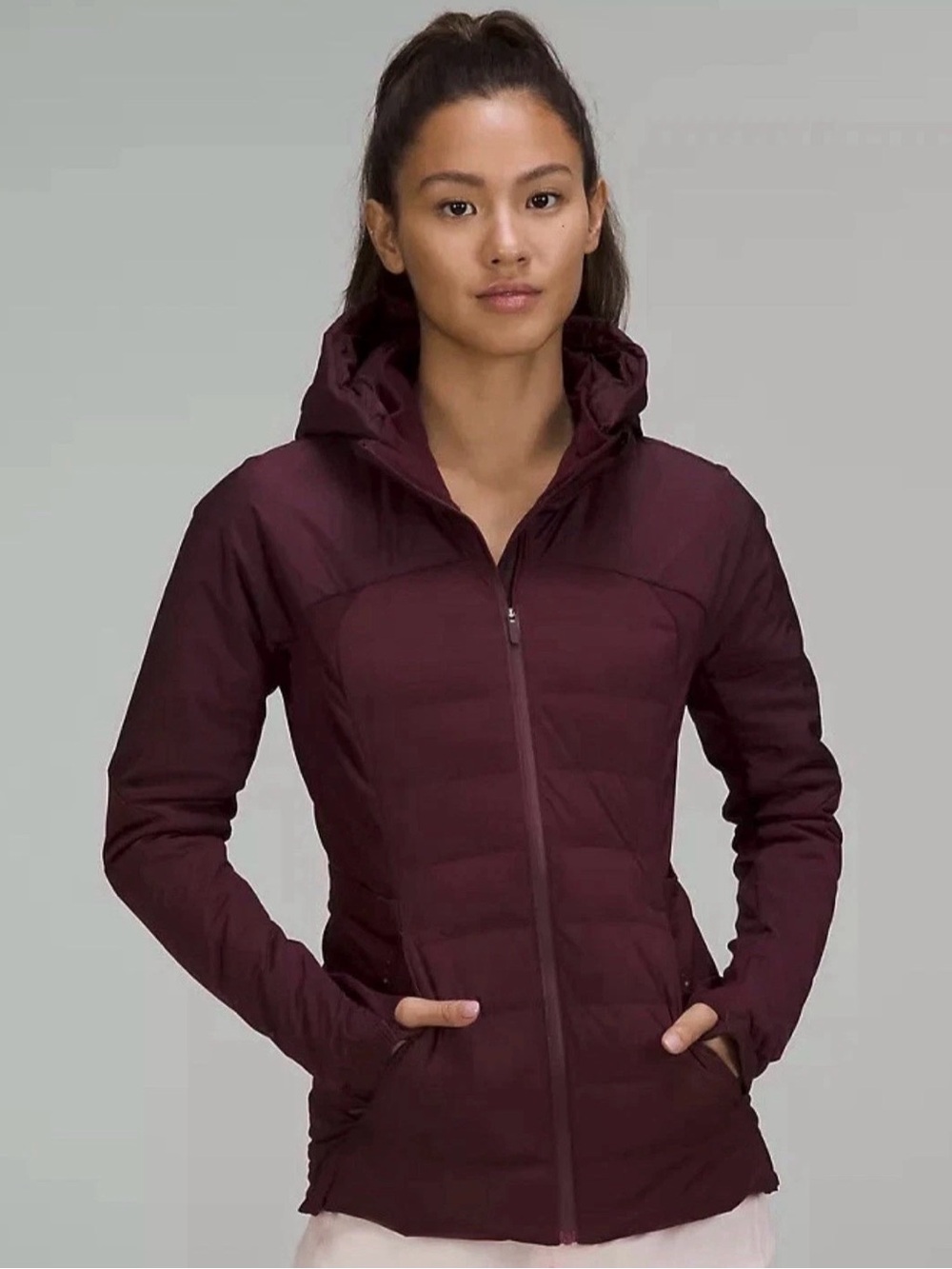 Lululemon Down for It All Jacket Cassis Plum Goose Down Hooded Jacket Size 4